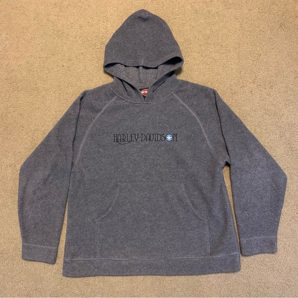 Harley-Davidson Women's Fleece Pullover Hoodie Sweatshirt Charcoal Gray Size XL